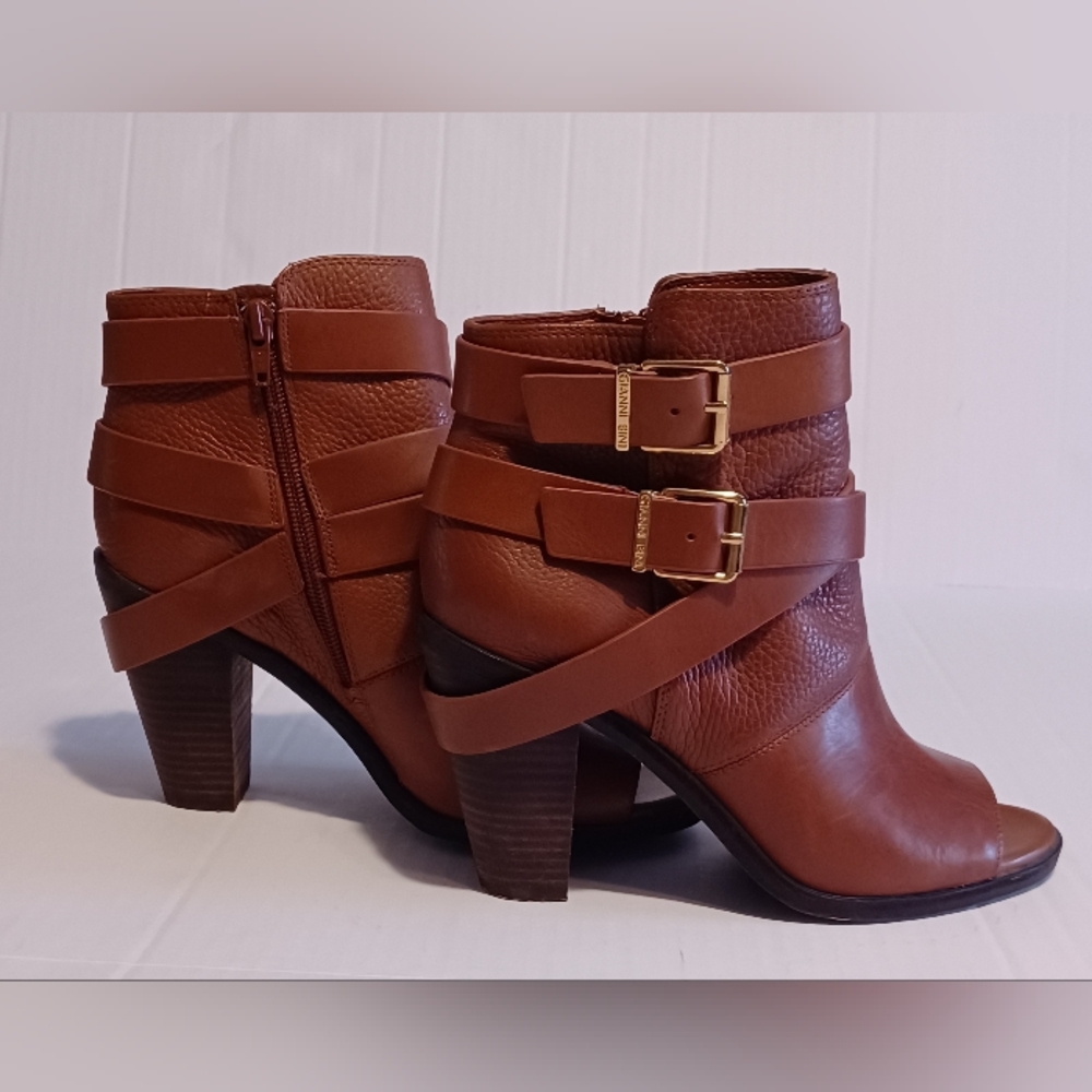 Gianni Bini Brown Leather Ankle Boots